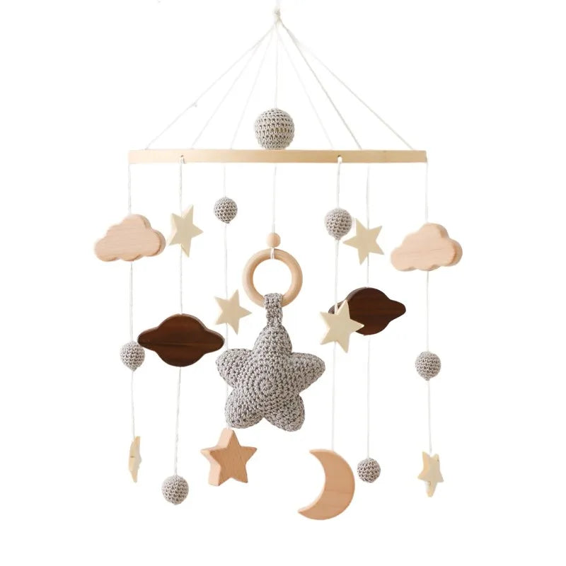 Mobile Baby Wooden Crib Hanging Toy Newborn Nursery Fall 2025 Soothing Music Developmental Gift