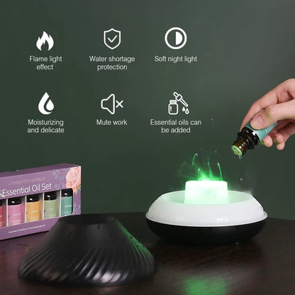 Aroma Volcanic Diffuser Essential Oil Lamp 130ml USB Humidifier with Color Flame Night Light
