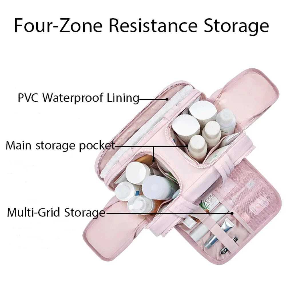 large capacity wash bag, bathroom toiletries partition organizer – Water-Resistant women's travel cosmetic bag