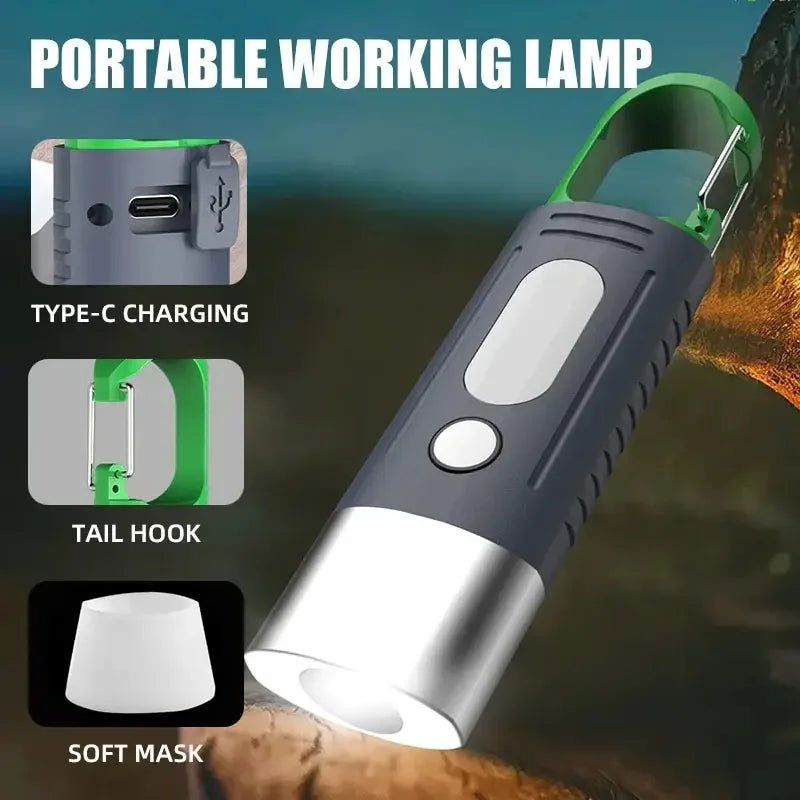 Mini Handy High Power LED Flashlight - Water-Resistant Camping Light with Telescopic Zoom and Side Lights