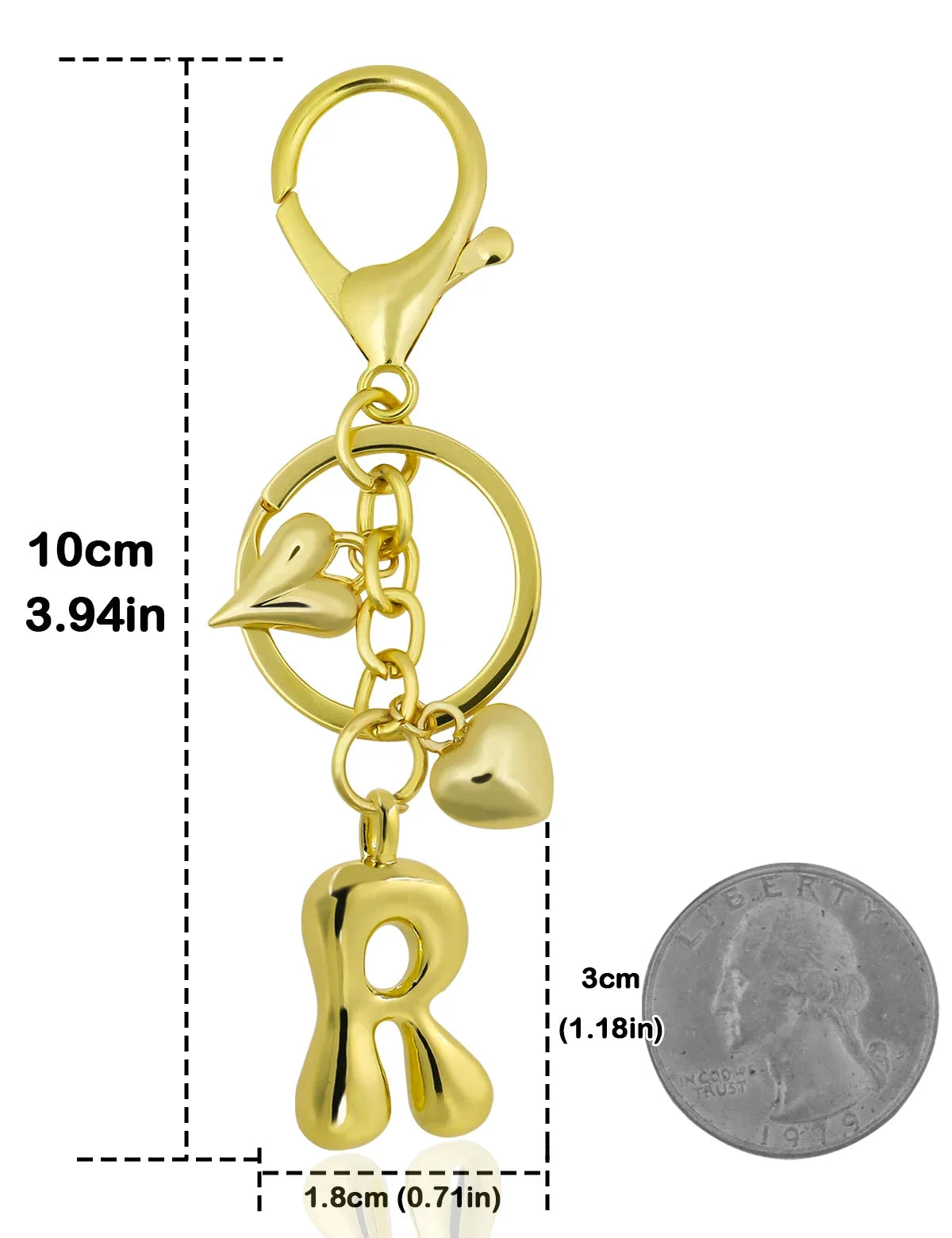 Keychain Personalized Gold Bubble Letter Bag Charm Gift