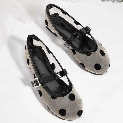 Women Breathable Mary Jane Flats - Round Toe Mesh, Casual