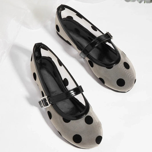 Women Breathable Mary Jane Flats - Round Toe Mesh, Casual