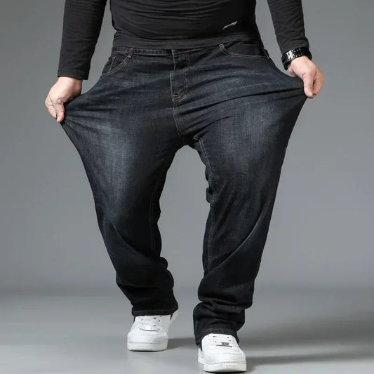 Relaxed Oversized Men's Jeans - High Waist, Stretch Denim