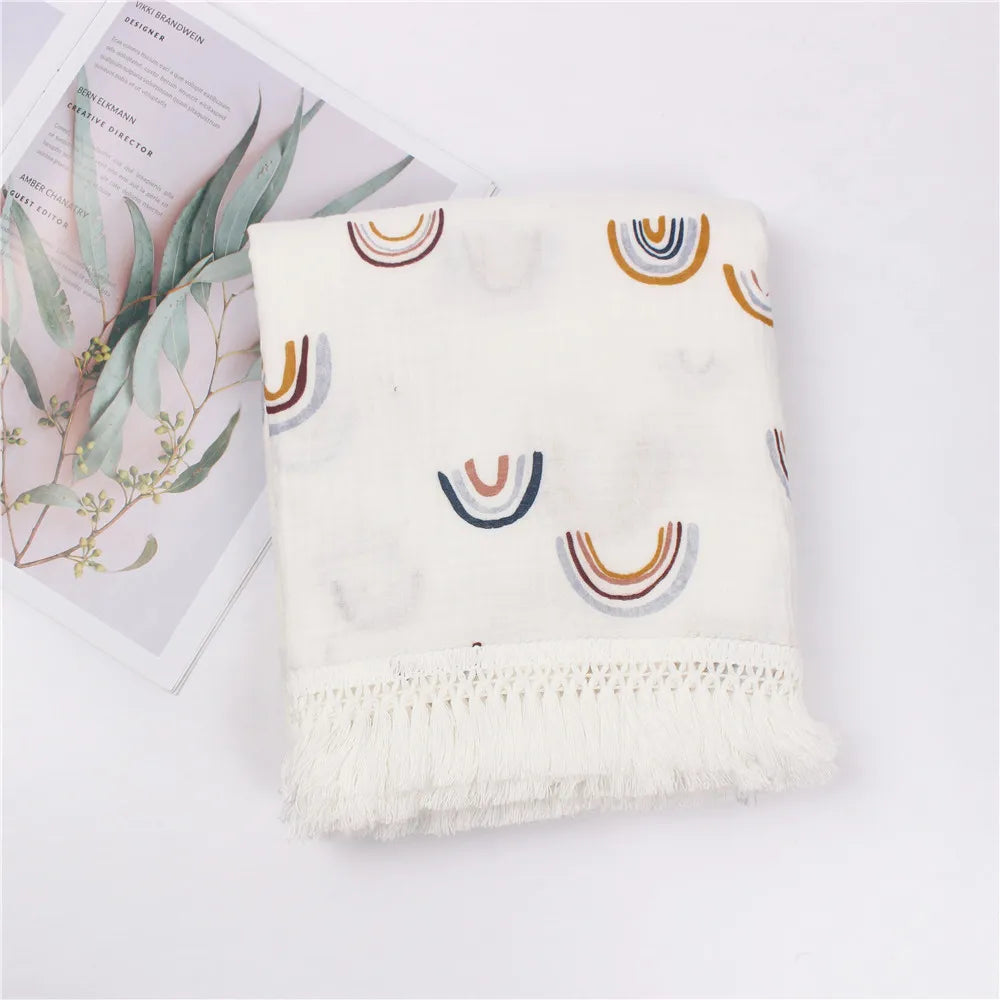 Baby Swaddle Blanket 100 Percent Cotton Muslin Newborn Floral Print Quilt Swaddle Fall 2025 Breathable Plush Gift