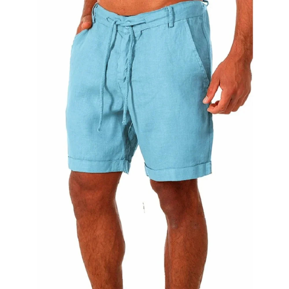 Lightweight Breathable Cotton Linen Summer Shorts for Men, Relaxed Fit Casual Beach Wear-4