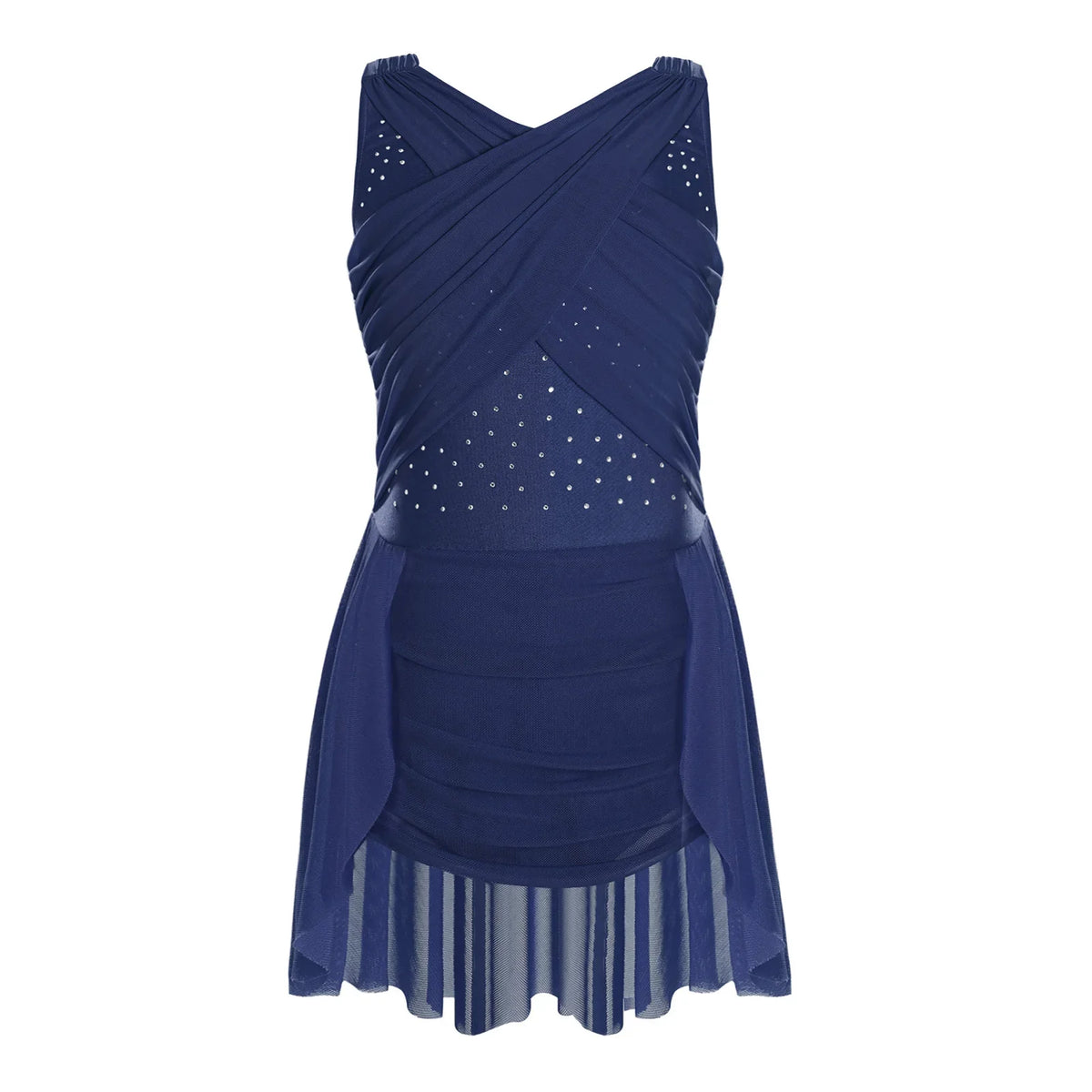 Light Girls' Leotard - Rhinestone Embellished, Mesh Skirt, Polyester/Nylon/Elastane, For Ballet, Gymnastics
