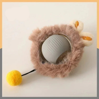 Plush Cat Interactive Ball Toy Automatic Rolling Ball - Battery-Powered Smart Motor-Driven Toy for Cats and Dogs