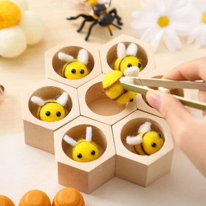 Fine Montessori Motor Toy 0-12 Months Wooden Bee Honeycomb Sensory Game Fall 2025 Development Gift