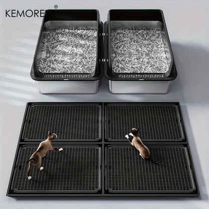 Semi-Enclosed Leak-Proof High-Sided with Mat 2026 – KEMORELA Extra Large Stainless Steel Cat Litter Box