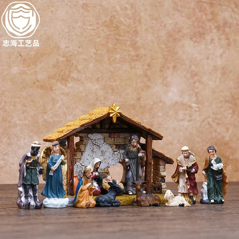Nativity Scene 5cm Resin Kit Table Centerpiece Christmas 2025 Gift Box Decor
