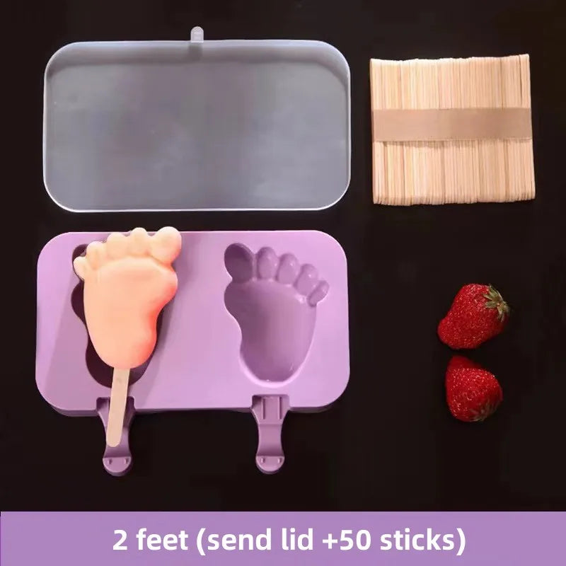 Variant image for Silicone Ice Cream Mold Set with Lids, Fun Shapes Ice Pop Maker for Homemade Treats, Easy Release and Dishwasher Safe-1