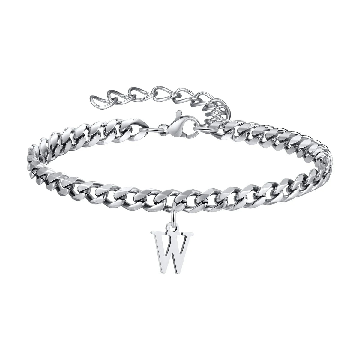 Initials Cuban Link Bracelet Stainless Steel Flexible
