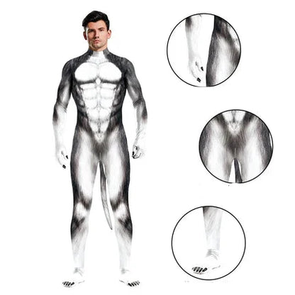 Costume Husky Bodysuit Unisex Couple Halloween Party