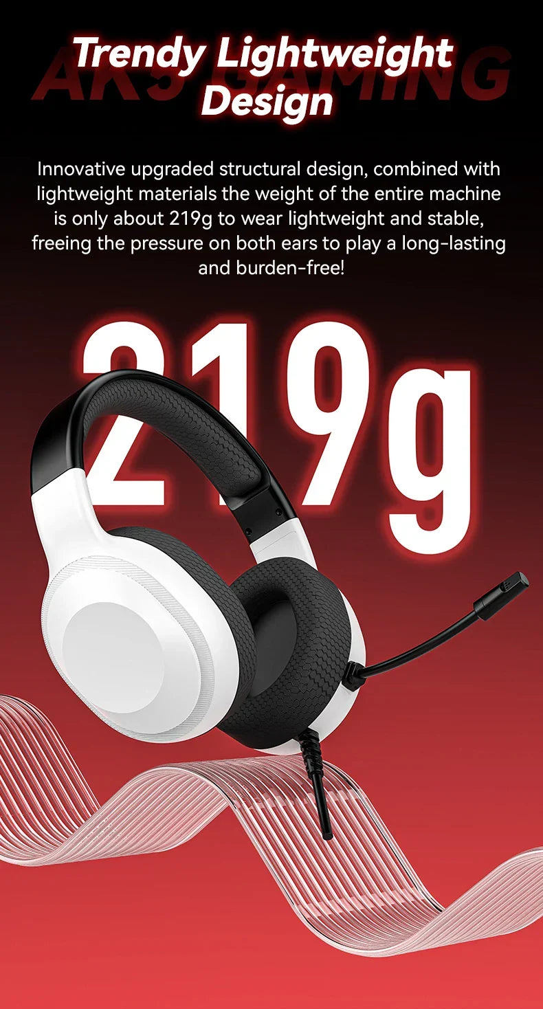 Gaming Headset Wired Light With Omnidirectional Mic