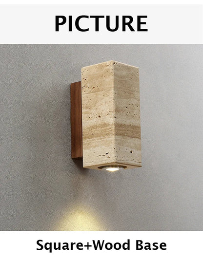 Yellow Japandi Marble LED Wall Sconce Wabi Sabi Bedside Light