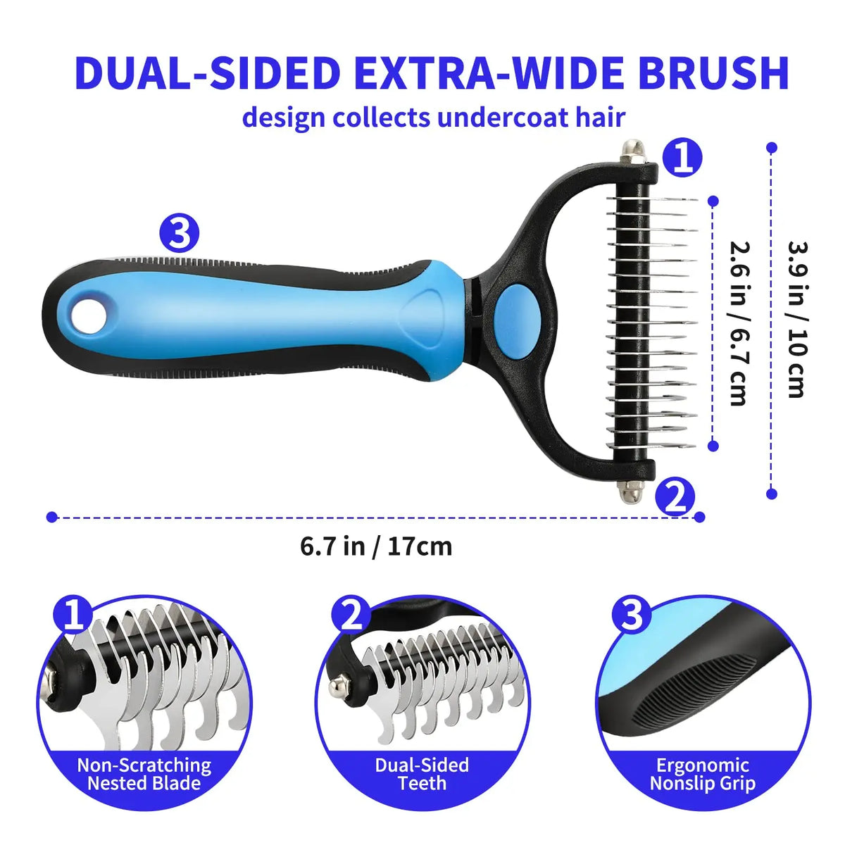 Pet Grooming Maintenance Deshedding Brush for Dogs & Cats - Fur Remover & Knot Cutter Comb