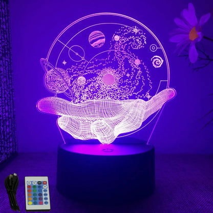 Astronaut 3D Optical Illusion Night Light - LED Projector Lamp, Space Bedroom Decor for Kids