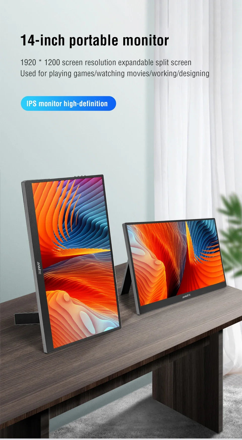 Travel-Friendly Monitor 14.1 Inch Touch IPS HDR10 Second Screen