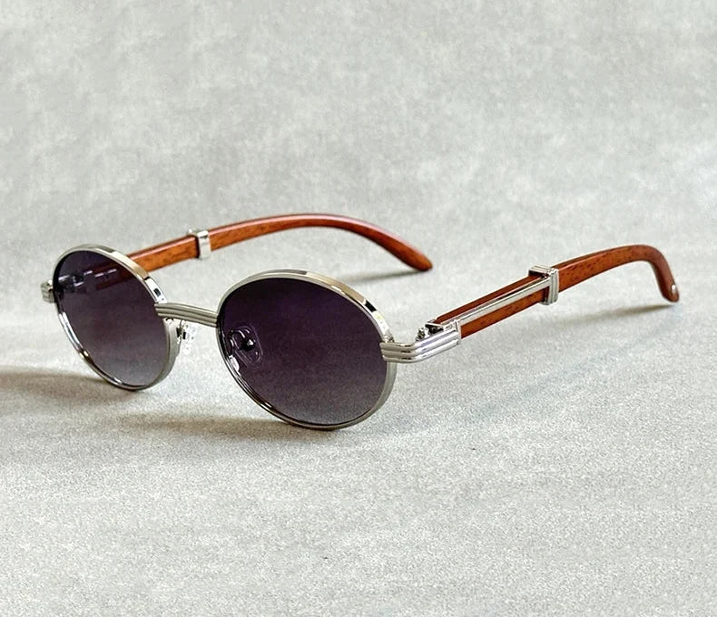 Fashion Wooden Sunglasses For Women & Men - Vintage Oval Designer Glasses, UV Protection