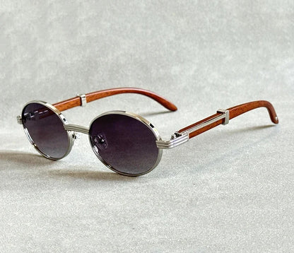 Fashion Wooden Sunglasses For Women & Men - Vintage Oval Designer Glasses, UV Protection