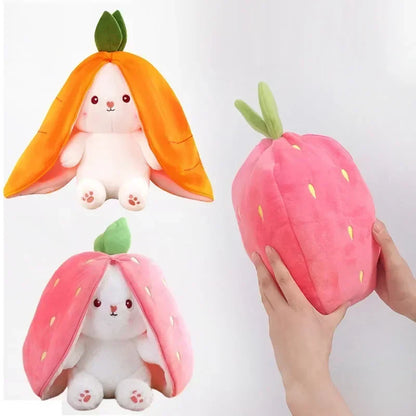 Bunny Plush 25cm Strawberry Carrot Transforming Toy Kids Birthday Gift Fall 2025 Cute Cuddly Surprise