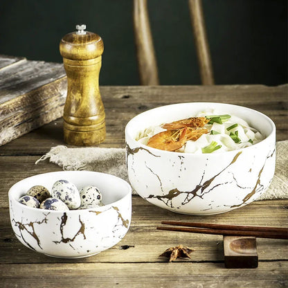 Marble Ceramic Bowl Kit Scandinavian Tableware Minimalist