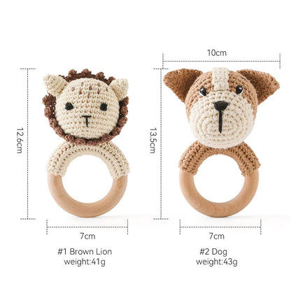 Bear Crochet Teether Rattle Ring Newborn Sensory Toys