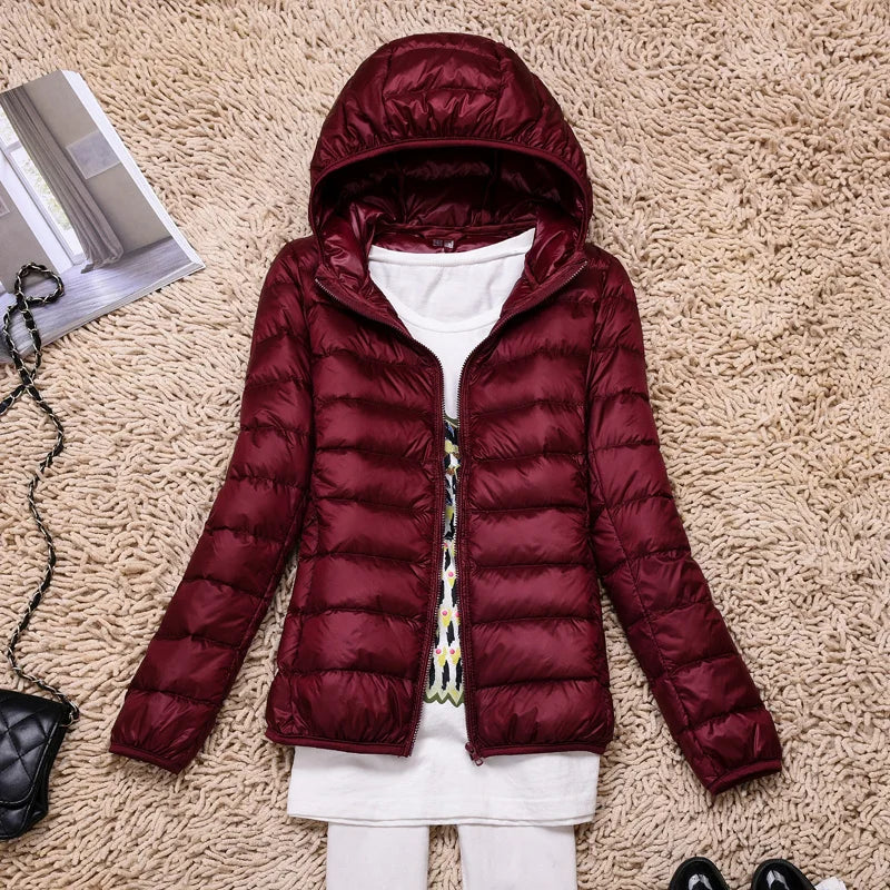 Light Women’s Down Jacket - Hooded, Packable Travel