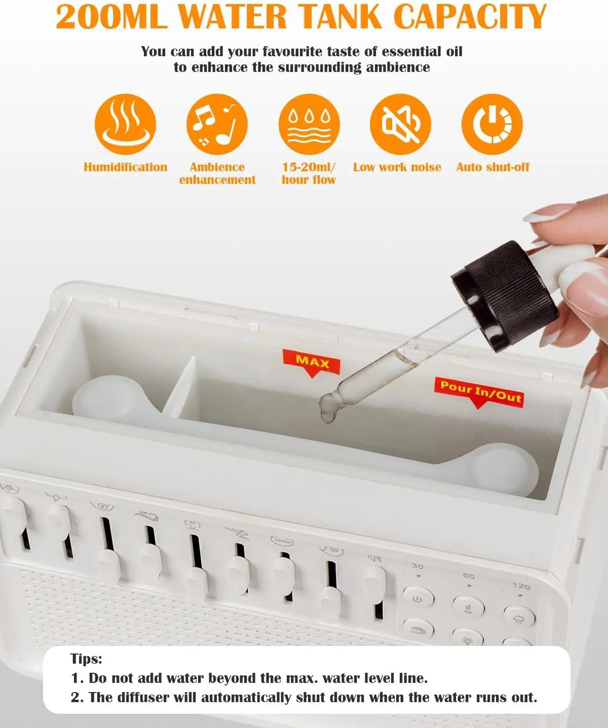 White Bluetooth Noise Speaker Humidifier Night Light