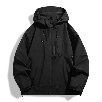 Water-Resistant Unisex Windbreaker - Hooded Single-Layer, Hiking