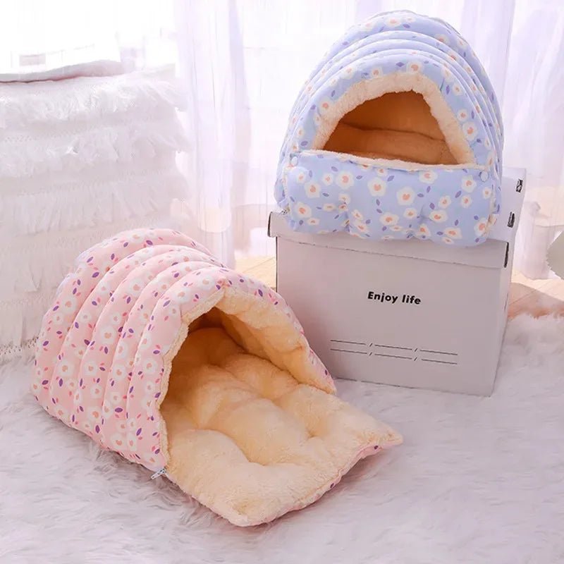 Cat Bed Cocoon Plush Coral Fleece Nest Indoor Winter 2025 Cozy Snuggly Warm Retreat For Cats