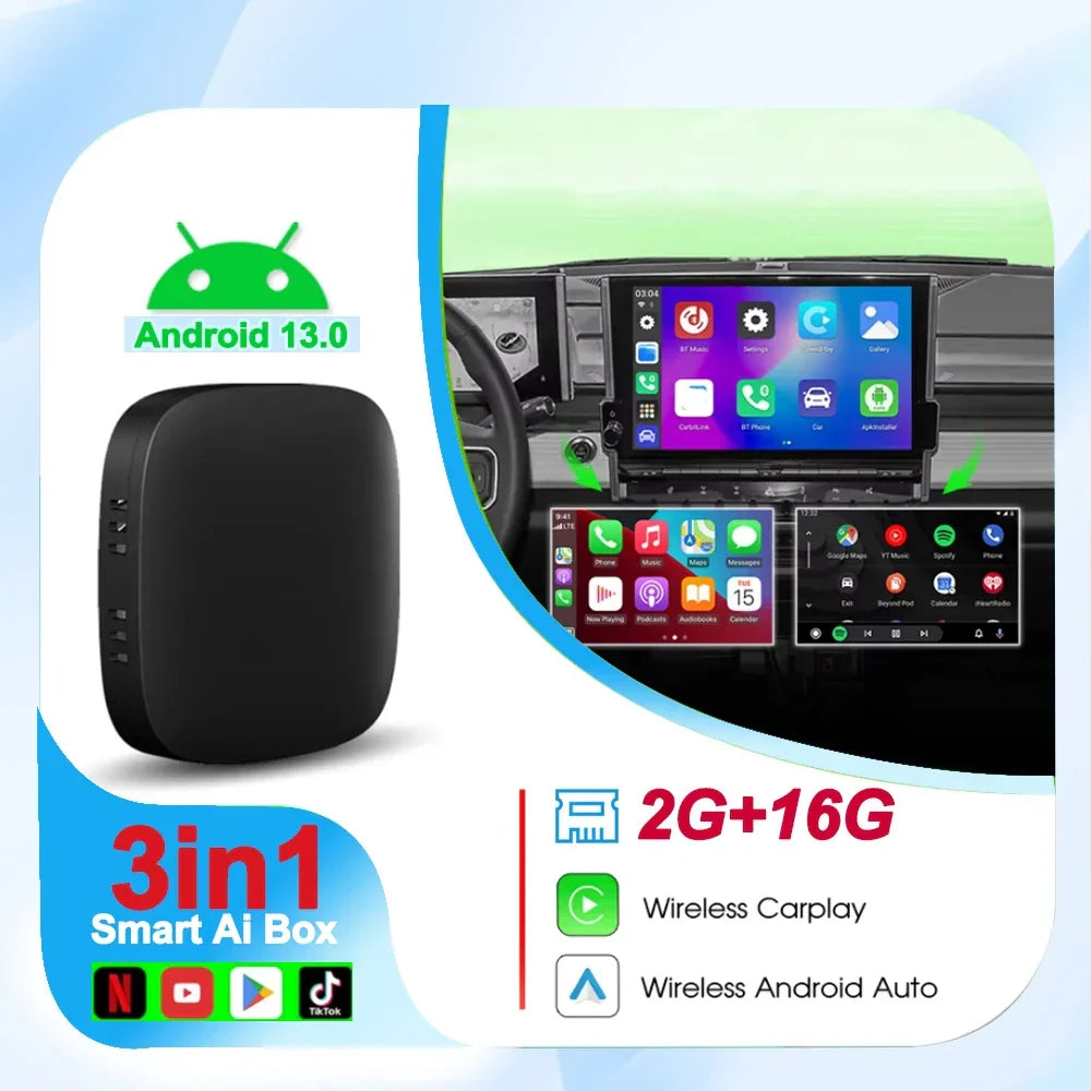Android TV Box CarPlay AI Cordless BuiltIn Play Store Android Auto YouTube Netflix Fall 2025 Trend Gift
