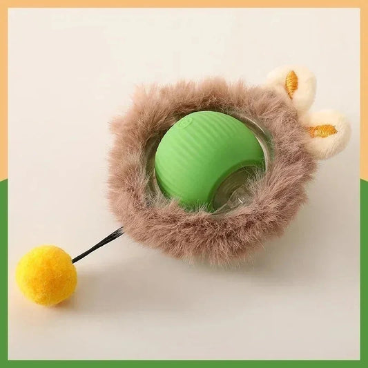 Plush Cat Interactive Ball Toy Automatic Rolling Ball - Battery-Powered Smart Motor-Driven Toy for Cats and Dogs