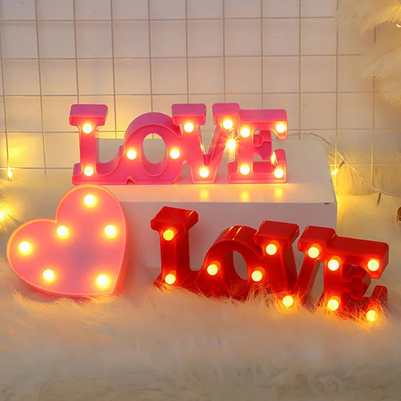 Romantic Love LED Lamp - Battery-Operated Night Light, Great Valentine's Day Gift for Weddings, Parties, and Household Decor