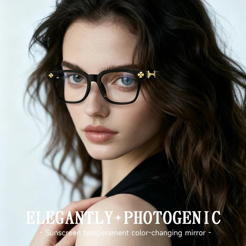 Light Blue Blocking Glasses - Oversized Frame Computer Eyewear With Rhinestone Decor, Fall 2026 Trend Gift