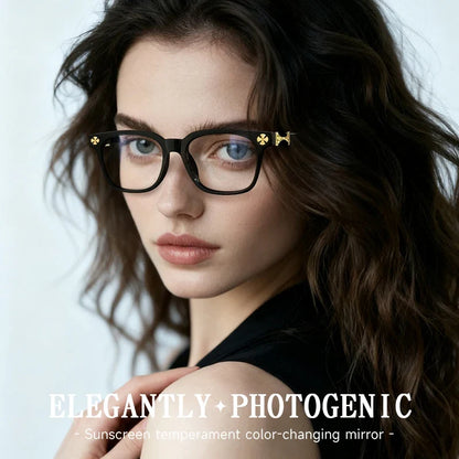 Light Blue Blocking Glasses - Oversized Frame Computer Eyewear With Rhinestone Decor, Fall 2026 Trend Gift