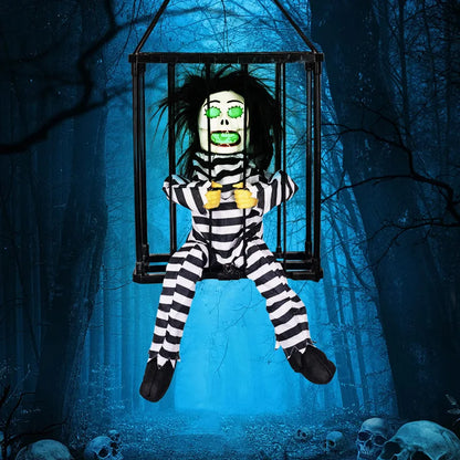 Skull Halloween Decoration Hangable Prisoner Cage Prop Fall 2025 Spooky Indoor Hanging Decor Ready To Hang