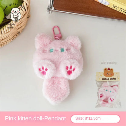 Cat Plush Keychain Cute Rabbit Fur Bag Charm Gift Decor