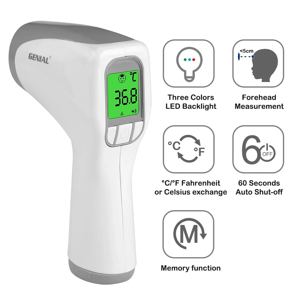 Infrared2026 Edition Forehead Thermometer 2-in-1 with Fever Alarm and LCD Display, Accurate Readings for Family, Back to School