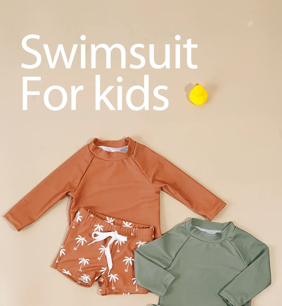 unisex Breathable baby swimsuit - long sleeve rash guard, polyester elastane, for summer pool