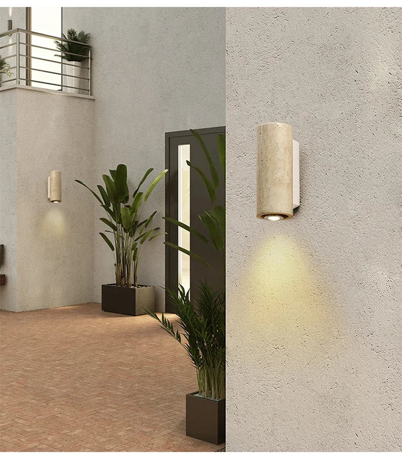 Yellow Japandi Marble LED Wall Sconce Wabi Sabi Bedside Light