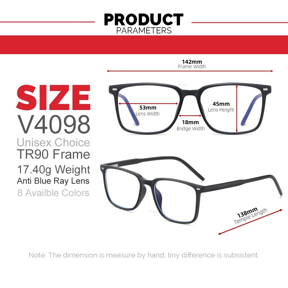 Square Frame TR90 Light Eyewear, Back to School 2026 Trend, Anti Blue Light for Computer Use – Blue Light Blocking Glasses