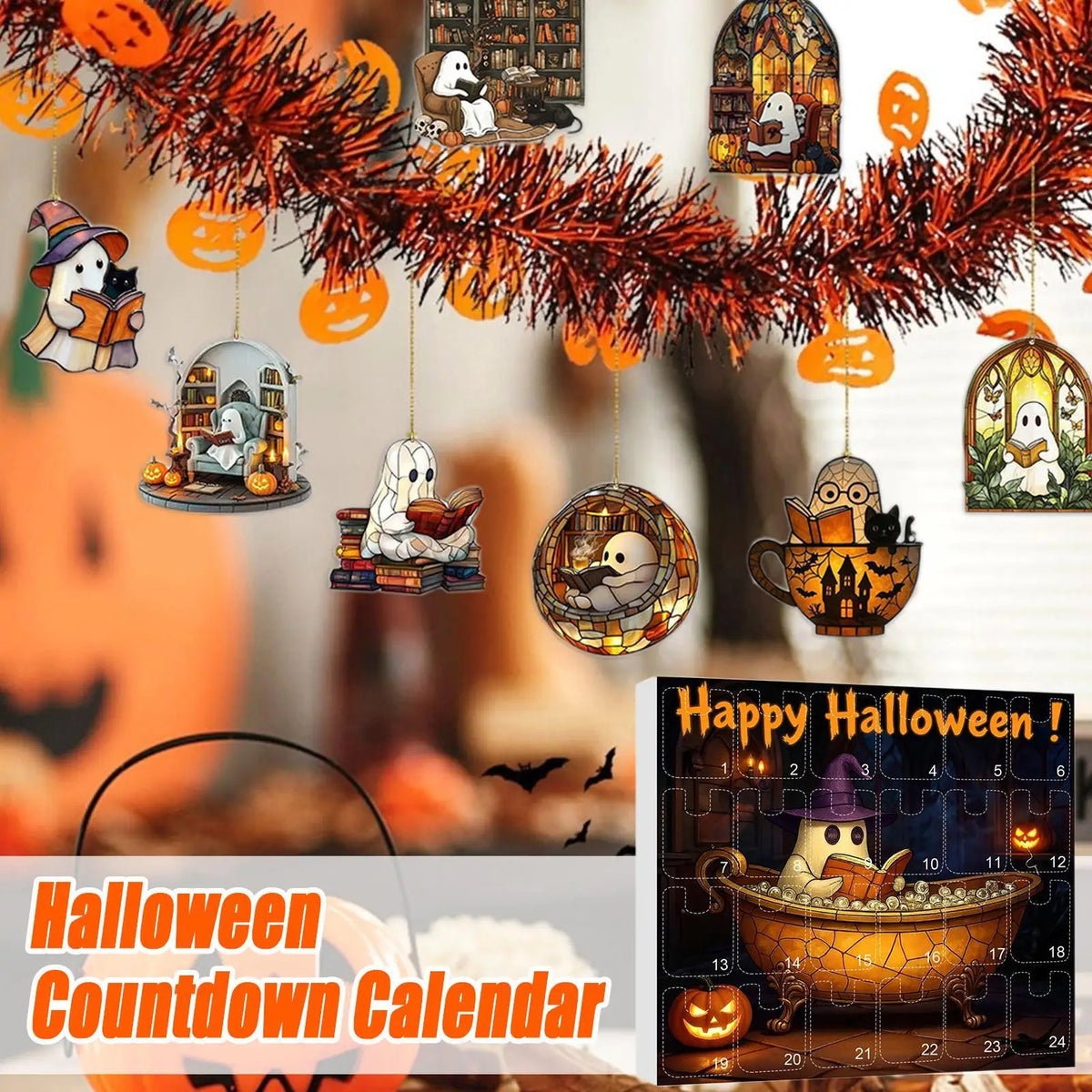 Advent Halloween Calendar 24 Days Ghost Pendant Decor