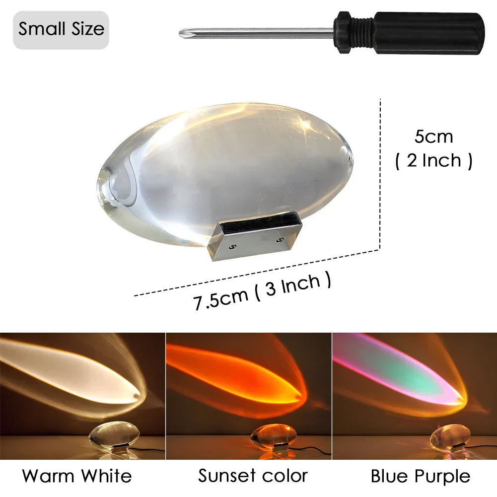 Table LED Lamp Crystal Projector Oval Glass Bedside Lamp Fall 2025 Halloween Mood Lighting Decor