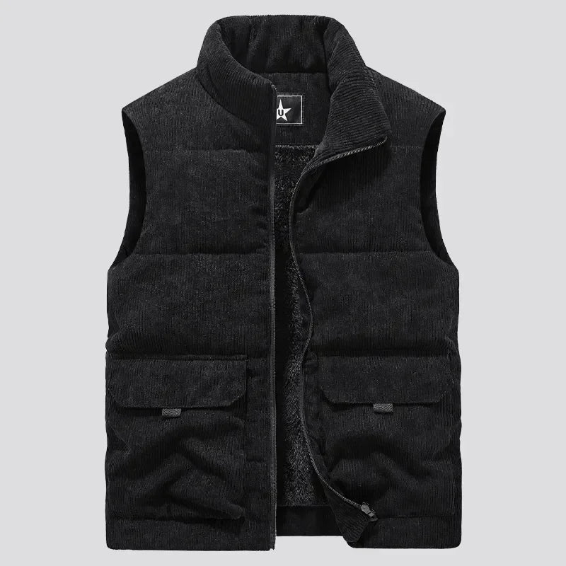 Mens Insulating Fleece Vest - Quilted Corduroy, Casual