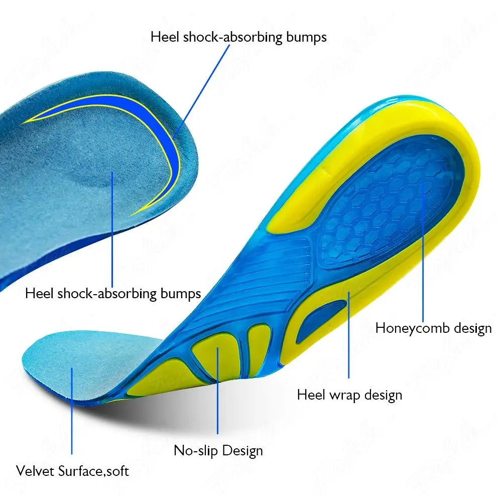 Non Gel Slip Shoe Insoles Silicone Massaging Orthotic Plantar Fascia Insole