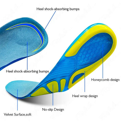 Non Gel Slip Shoe Insoles Silicone Massaging Orthotic Plantar Fascia Insole