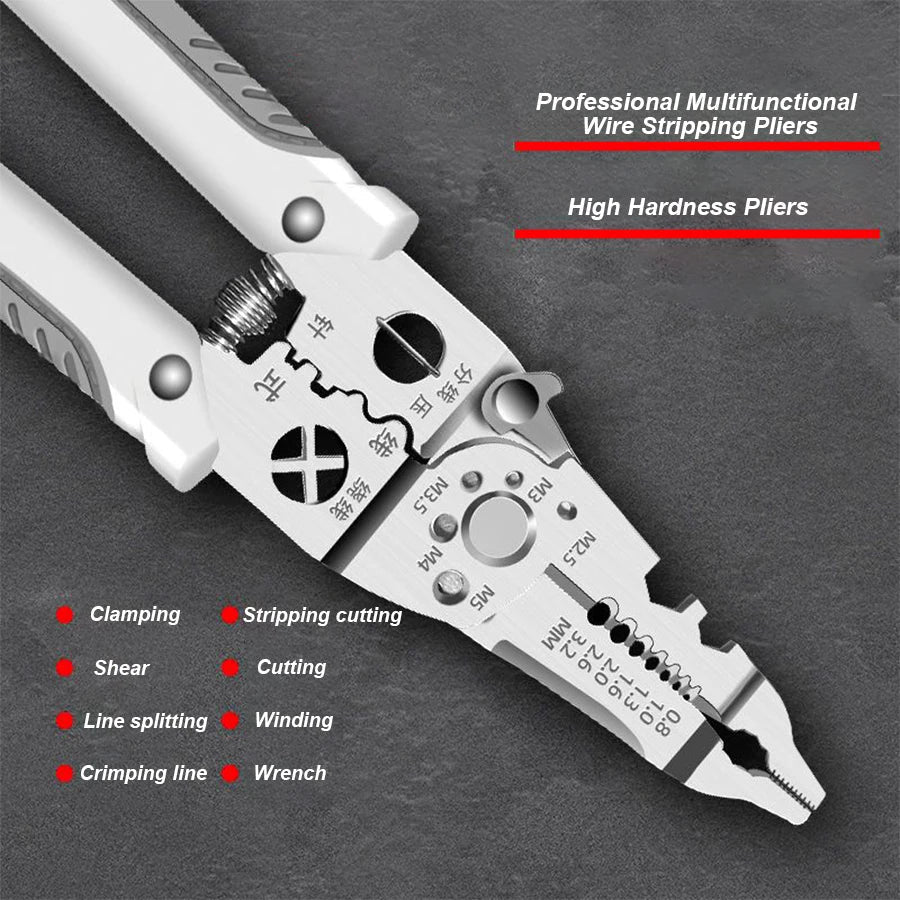Multifunctional Electrician's Wire Stripping Pliers - 7 Inch Anti-Slip Household Tools for Maintenance