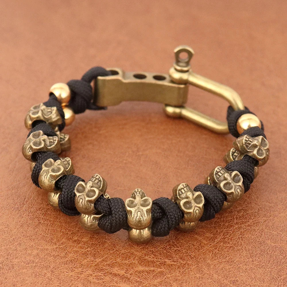 Skull Paracord Bracelet Gothic Wristband Halloween 2026 Gift Idea Flexible Braided Jewelry